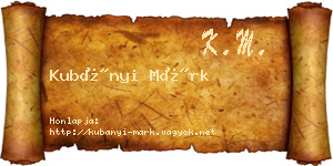 Kubányi Márk névjegykártya